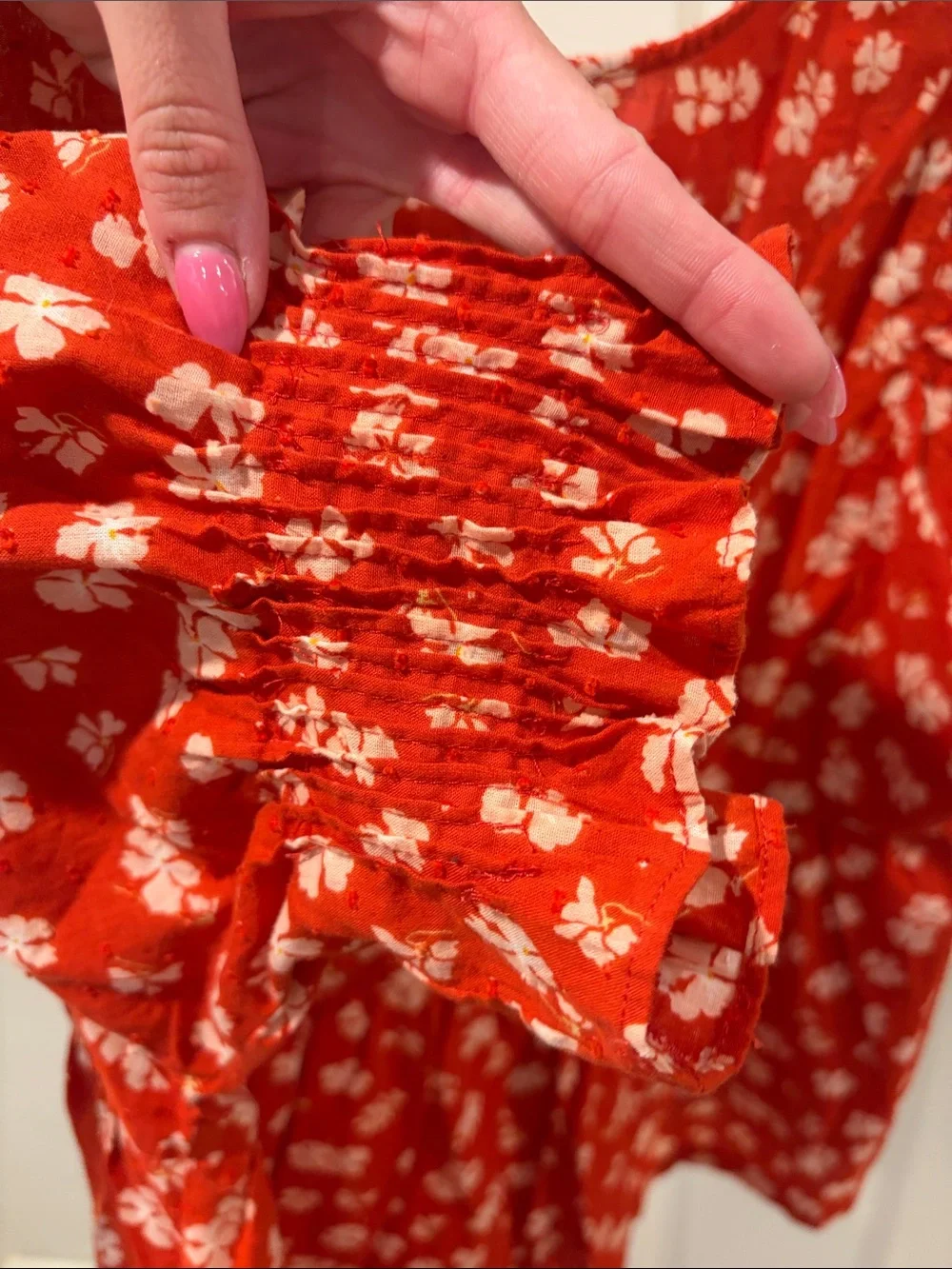 Madewell Red Floral Button-Front Peplum Blouse